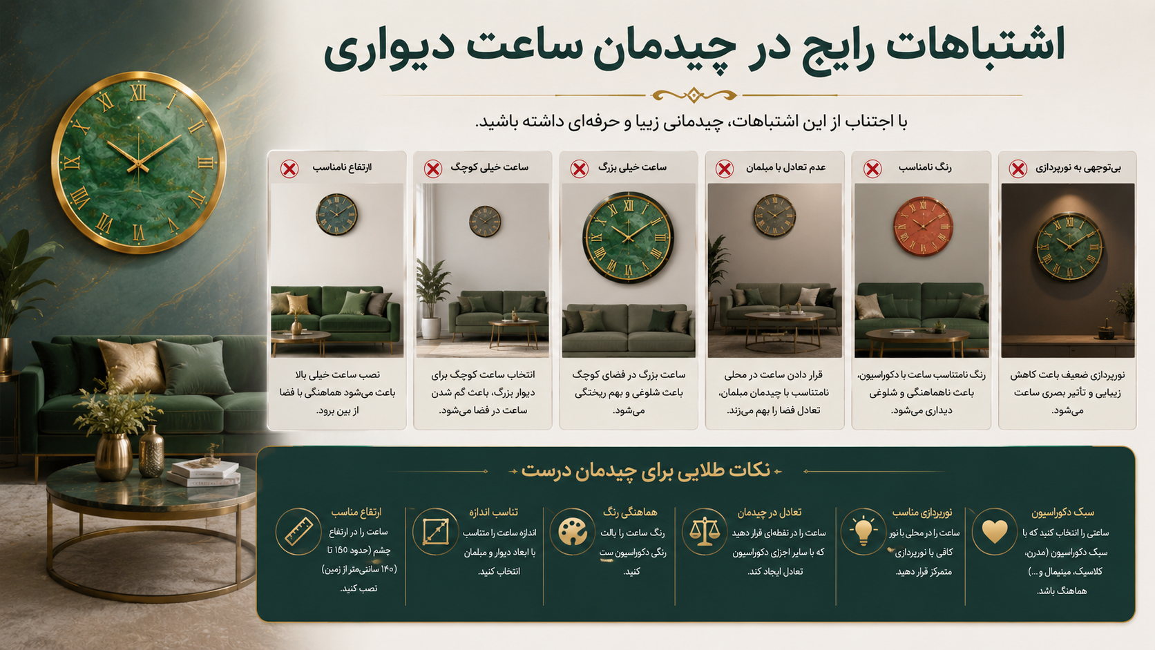 اشتباهات رایج در چیدمان ساعت دیواری