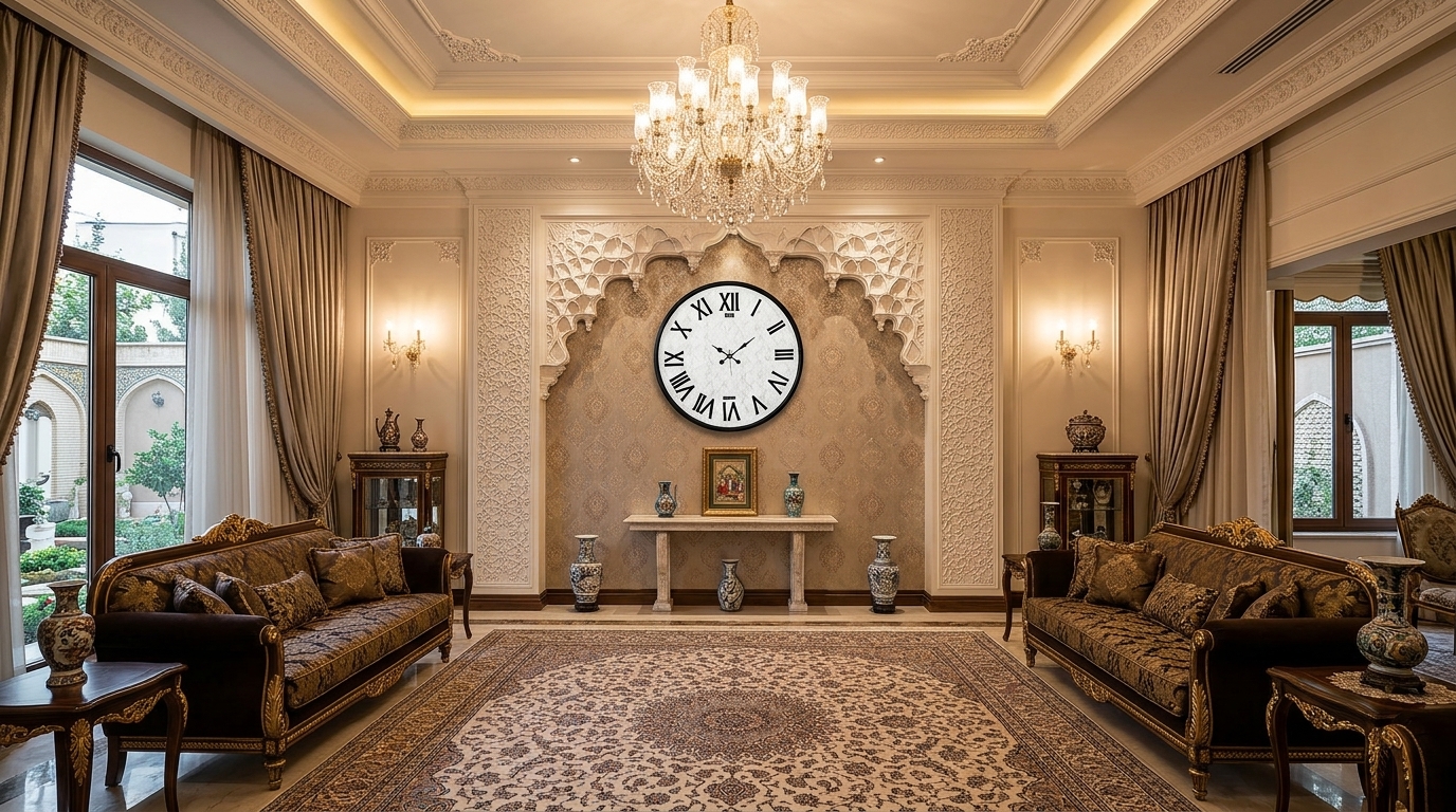 ساعت دیواری بزرگ در سالن پذیرایی