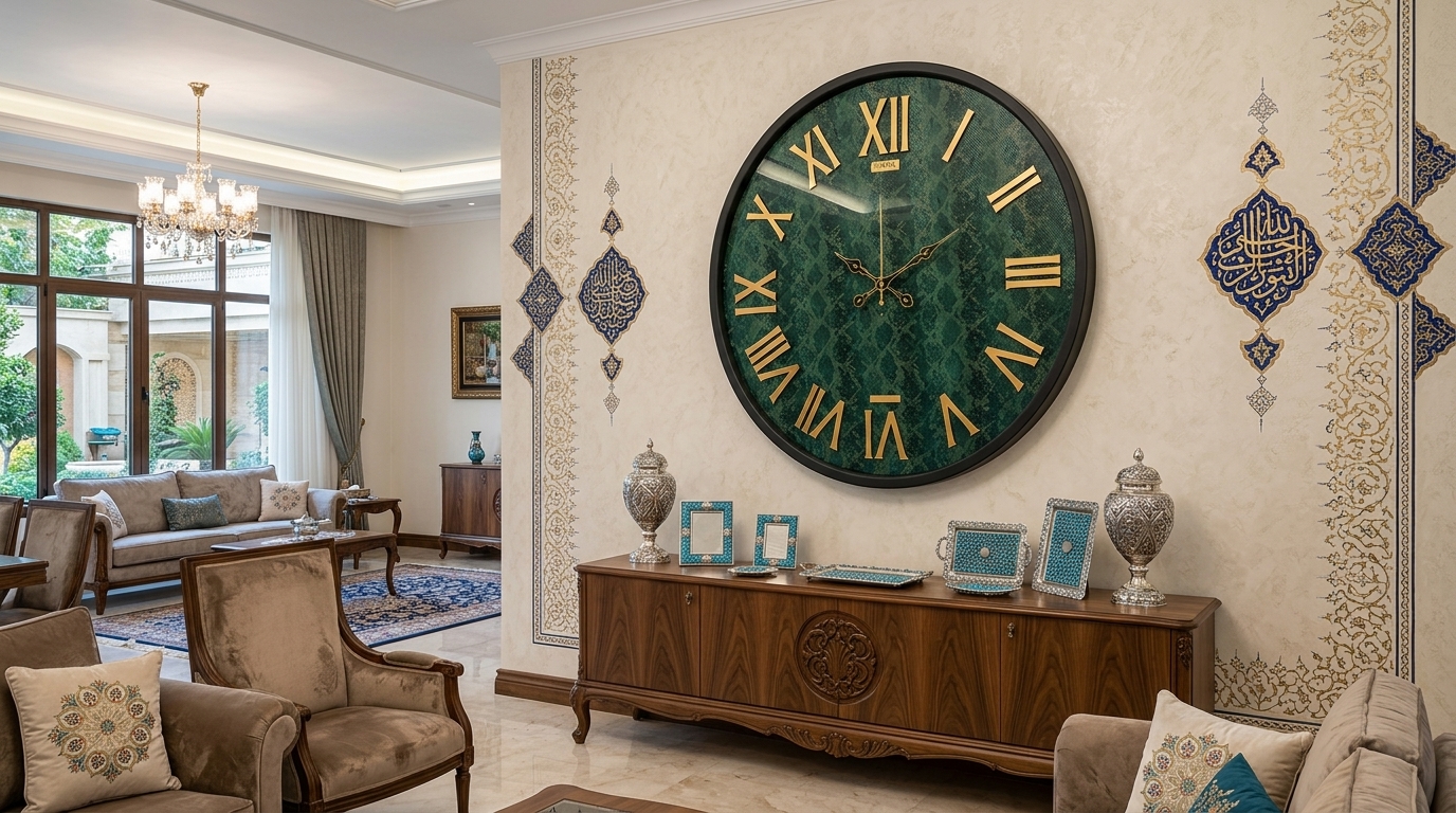 ساعت لاکچری بزرگ روی دیوار بزرگ