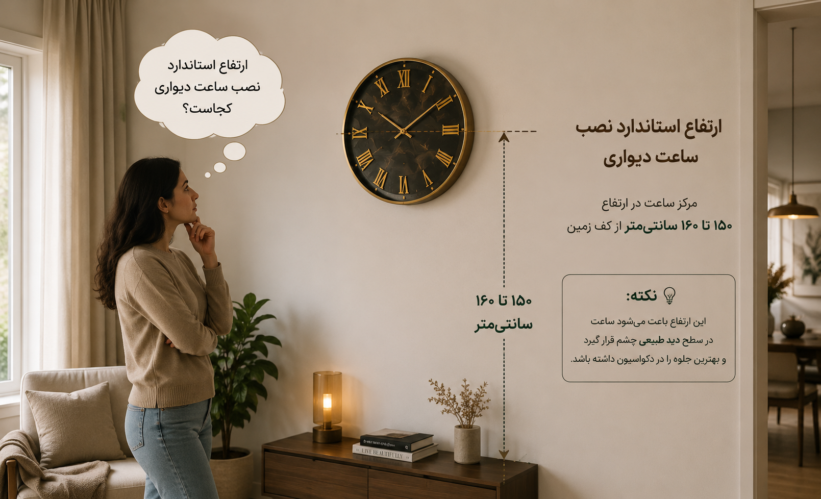 ارتفاع استاندارد نصب ساعت