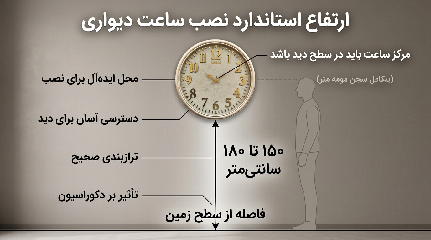اینفوگرافیک نصب استاندارد ساعت دیواری