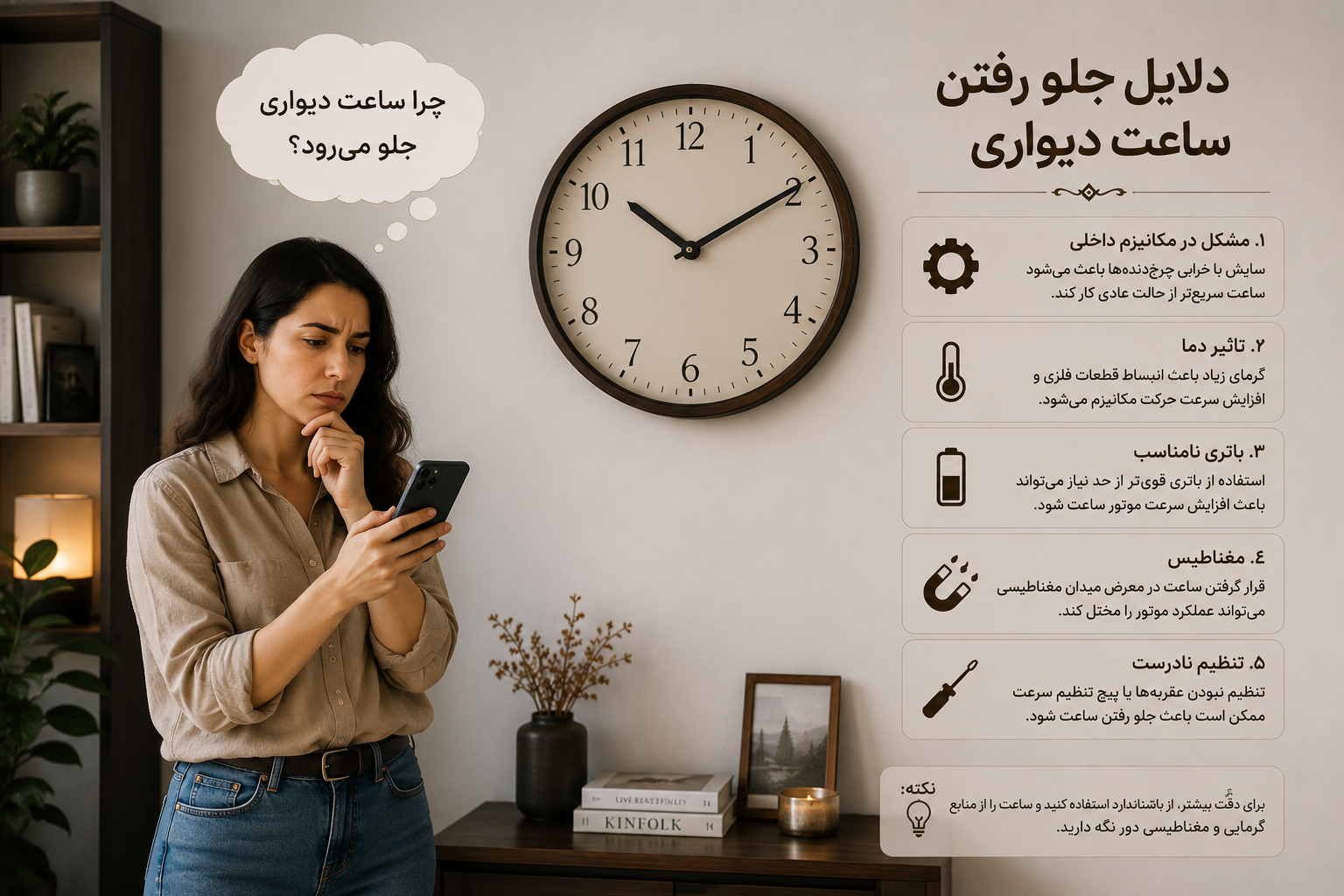 چرا ساعت دیواری جلو می‌رود