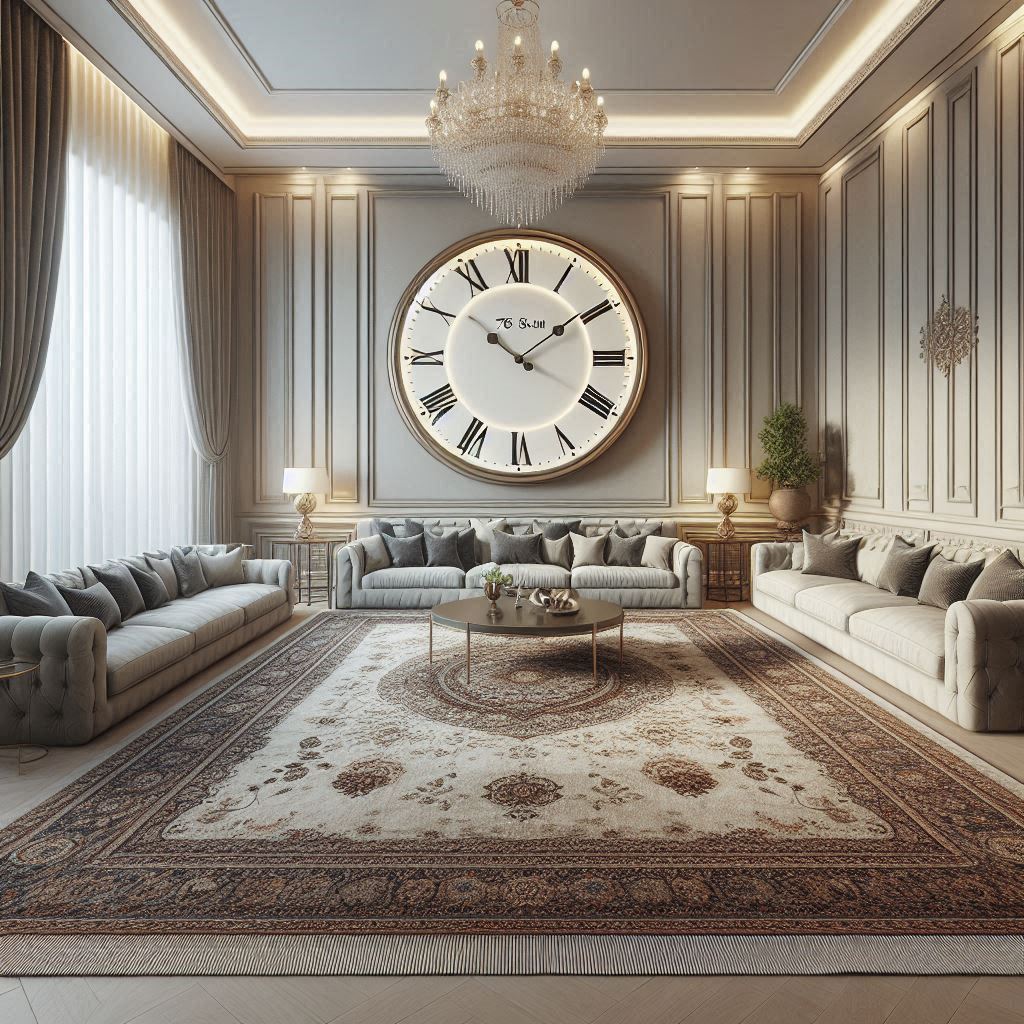 ساعت دیواری ۷۵ سانتی‌متر در سالن بزرگ