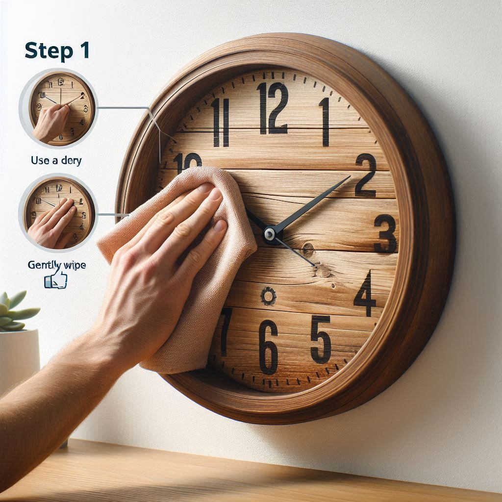 تمیز کردن ساعت دیواری چوبی با پارچه میکروفایبر