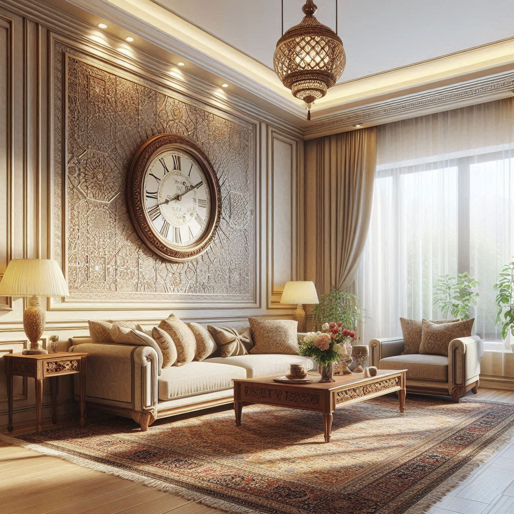 ساعت دیواری چوبی برای سالن پذیرایی