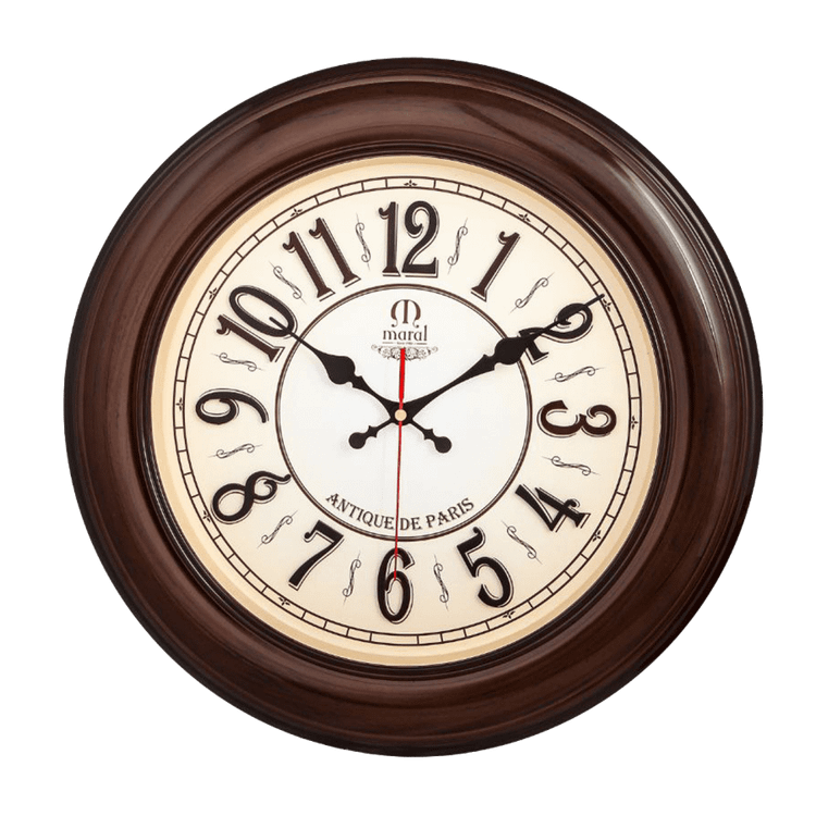 ساعت دیواری مارال 50 سانتیمتری کرم-قهوهای با بدنه فایبر