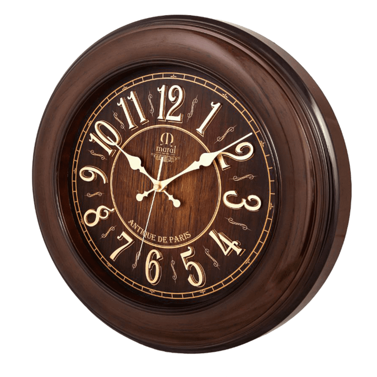 ساعت دیواری مارال 50 سانتیمتری قهوهای با اعداد چوبی