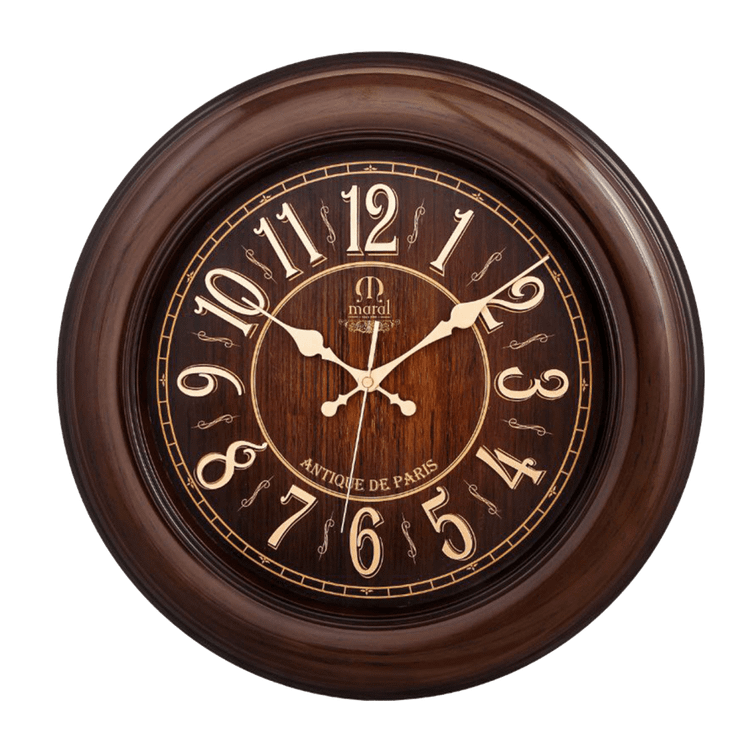 ساعت دیواری مارال 50 سانتیمتری قهوهای با اعداد برجسته