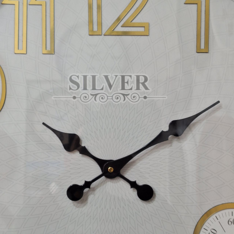 ساعت دیواری سیلور-طوسی 70 سانتیمتری با اعداد طلایی انگلیسی