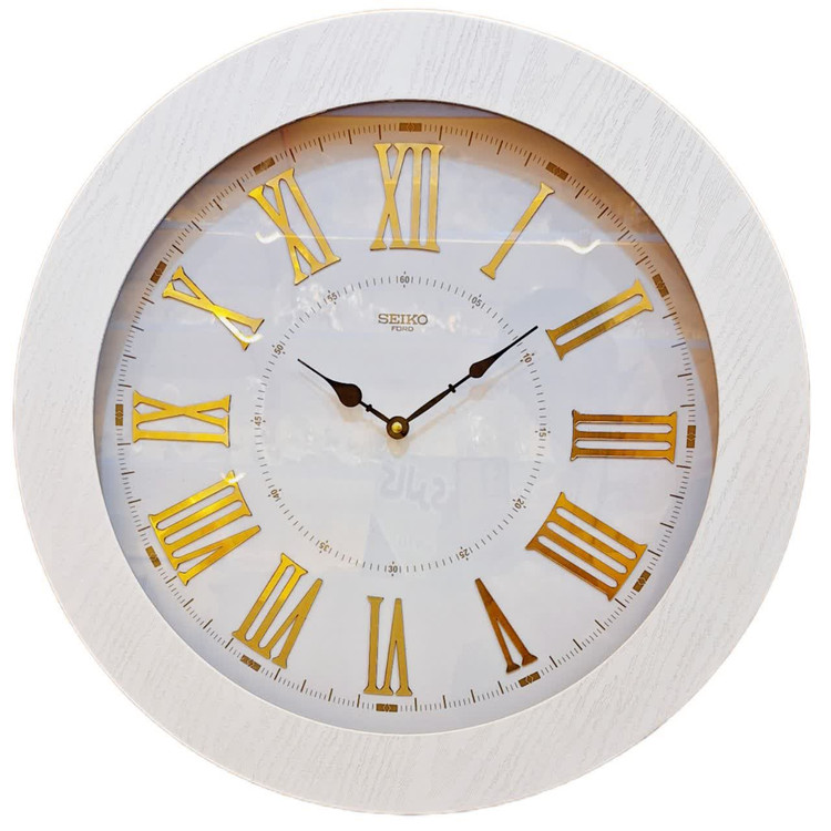 ساعت دیواری سیکو سفید 60 سانتیمتری با فریم چوبی