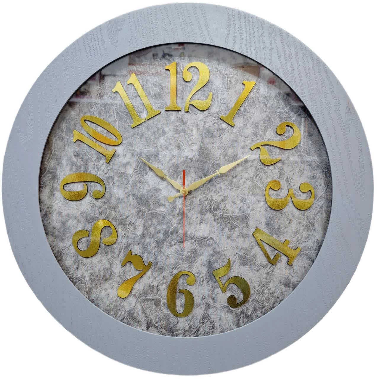 ساعت دیواری طوسی چوبی 60 سانتیمتری