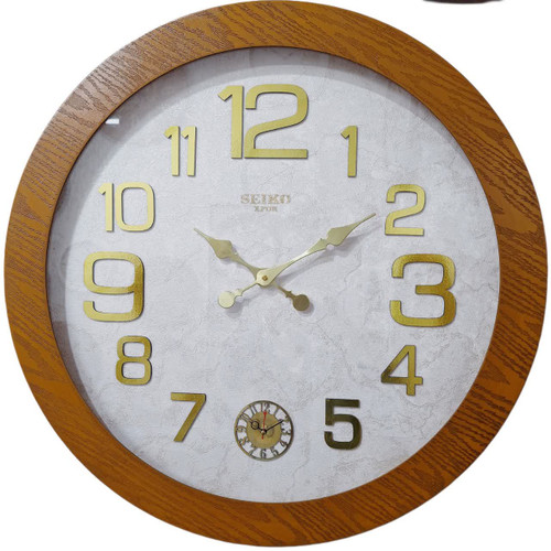 ساعت دیواری چوبی سیکو قهوهای 70 سانتیمتری با طراحی کلاسیک