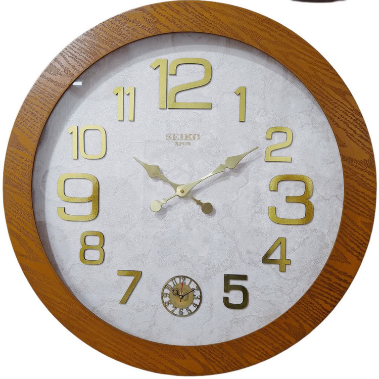 ساعت دیواری چوبی سیکو قهوهای 70 سانتیمتری با طراحی کلاسیک