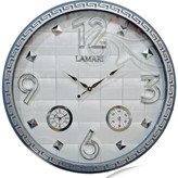 ساعت دیواری سه موتوره طوسی-سفید 60 سانتیمتری با طراحی شیک