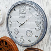 ساعت دیواری سه موتوره طوسی-سفید 60 سانتیمتری با طراحی شیک