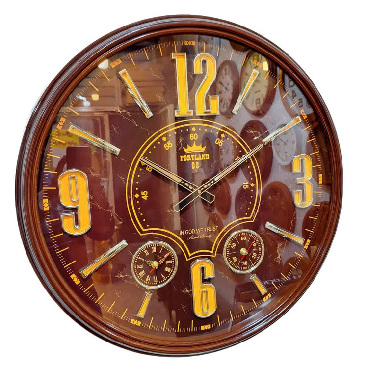 ساعت دیواری 60 سانتیمتری 3 موتوره با بدنه فایبر