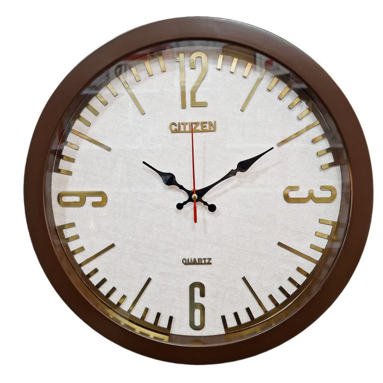 wساعت دیواری سیتیزن قهوهای 35 سانتیمتری با طراحی مینیمالall clock