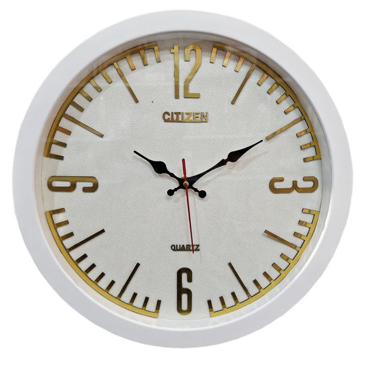 ساعت دیواری سیتیزن سفید 35 سانتیمتری با طراحی مینیمال
