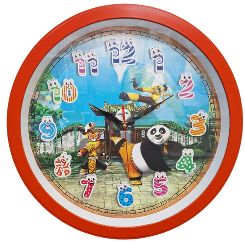 ساعت دیواری کودک پاندای کونگ فو کار 35 سانتیمتری با بدنه فایبر