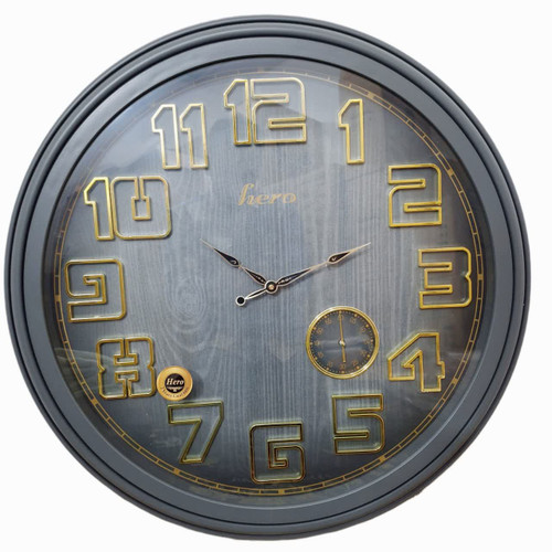 ساعت دیواری هیرو طوسی 70 سانتیمتری با اعداد طلایی