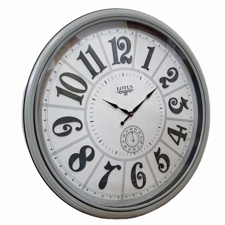 ساعت دیواری لوتوس طوسی 65 سانتیمتری با طراحی مدرن