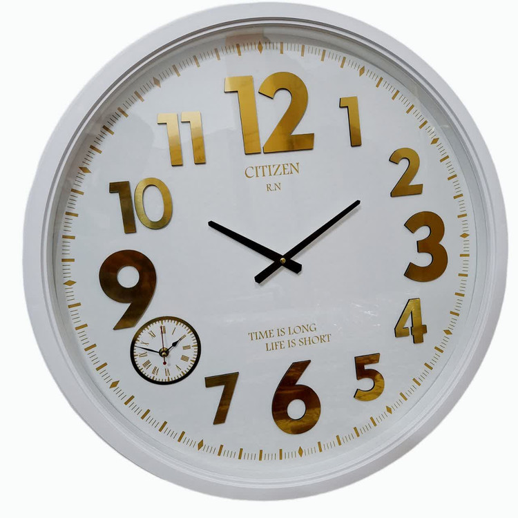 ساعت دیواری سفید 70 سانتیمتری با طراحی مدرن