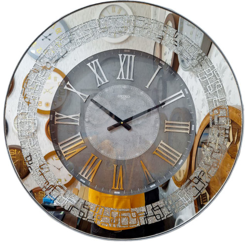 ساعت دیواری آیینهای اکلیلی ۷۰ سانتیمتری – نمای جلویی براق و لوکس