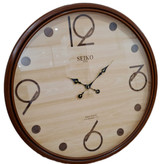 ساعت دیواری چوبی گرد ۷۵ سانتیمتری کرم قهوهای با طراحی کلاسیک و بدنه چوبی