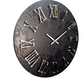 ساعت دیواری چرمی مشکی 60 سانتیمتری با اعداد استیل رومی