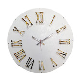 ساعت دیواری چرمی سفید مربع شکل ۶۰ سانتیمتری با طراحی مدرن