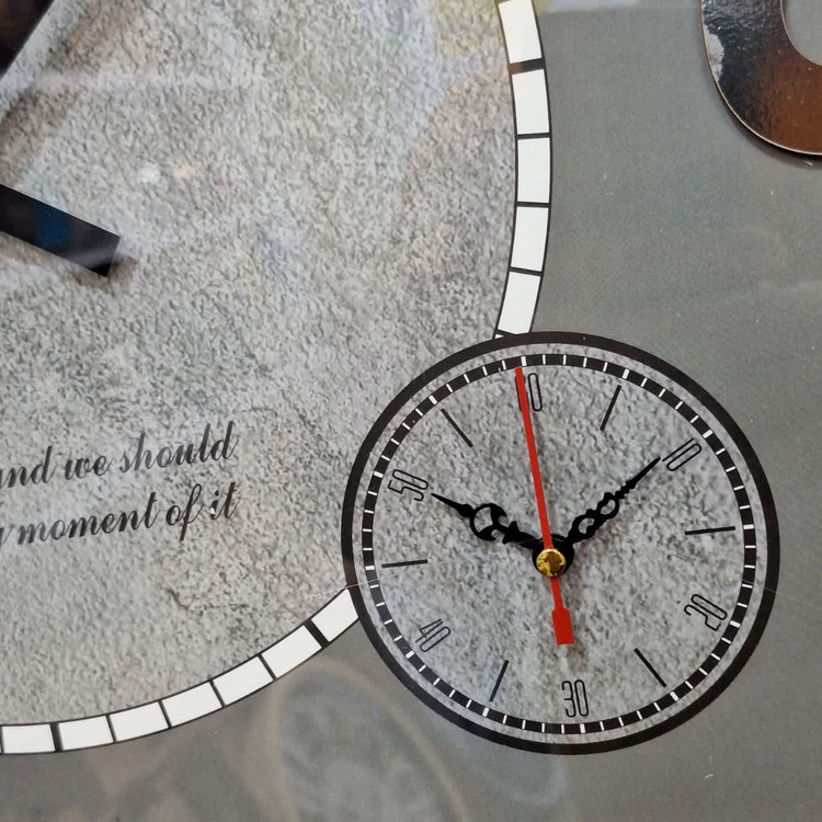 Decorative Wall Clock Gray & Wooden