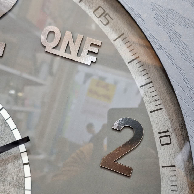 Decorative Wall Clock Gray & Wooden