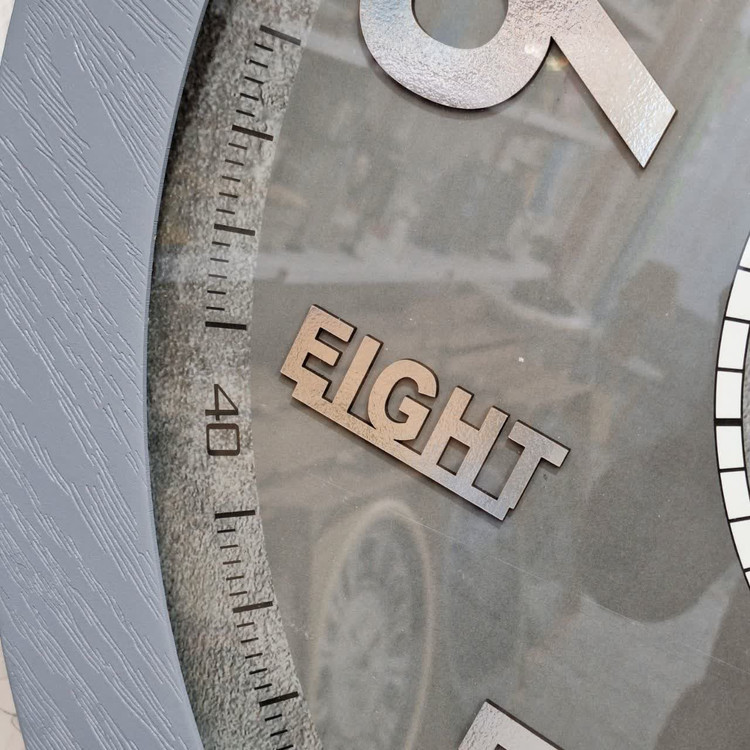 Decorative Wall Clock Gray & Wooden