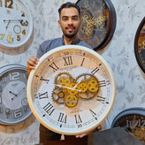 ساعت دیواری چرخدندهای آویسا سفید قطر ۶۰ سانتیمتر