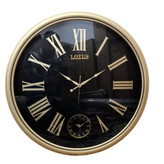 ساعت دیواری لوتوس طلایی-مشکی 65 سانتیمتری با اعداد رومی