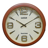 ساعت دیواری لوتوس چوبی عسلی 60 سانتیمتری با اعداد انگلیسی