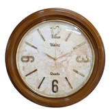 ساعت دیواری ۴۰ سانتیمتری قهوهای با اعداد طلایی برجسته و زمینه پتینه کاری شده