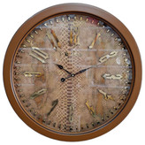 ساعت دیواری ۶۰ سانتی با بدنه فایبر، صفحه پوست ماری و اعداد پلکسی طلایی برجسته