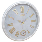 ساعت دیواری سفید 65 سانتیمتری فایبر با اعداد رومی طلایی و 2 سال ضمانت