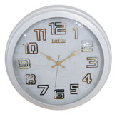 ساعت دیواری سفید 40 سانتیمتری فایبر با اعداد برجسته طلایی و 2 سال ضمانت