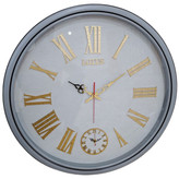 ساعت دیواری طوسی 65 سانتیمتری فایبر با اعداد رومی طلایی