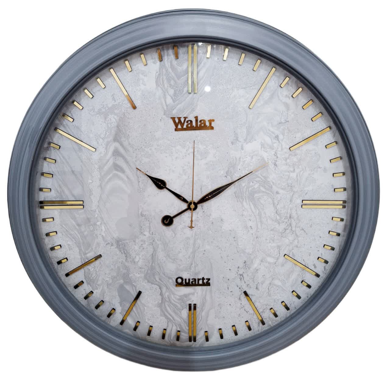 ساعت دیواری طوسی 60 سانتی‌متری فایبر با طراحی مینیمال و 2 سال ضمانت