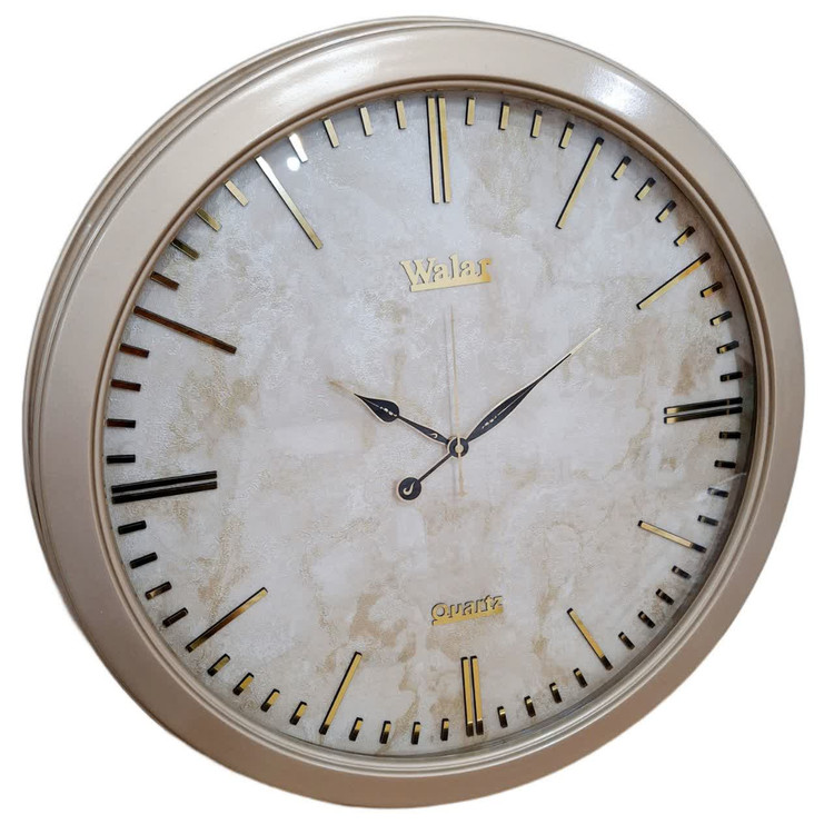 ساعت دیواری بژ فایبر با طراحی مینیمال و 2 سال ضمانت