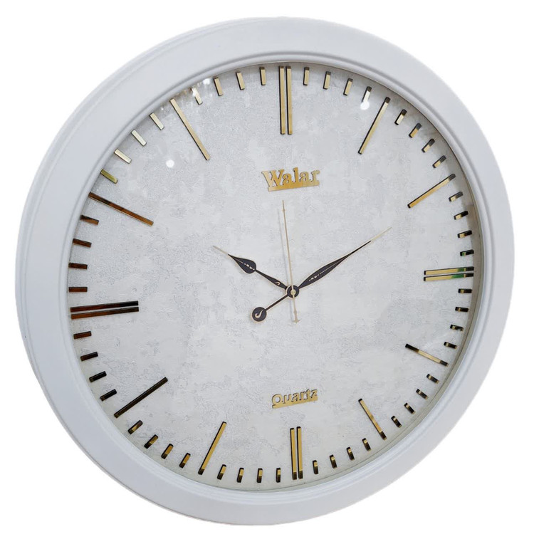 ساعت دیواری سفید 60 سانتیمتری فایبر با طراحی مینیمال و 2 سال ضمانت