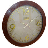 ساعت دیواری قهوهای 70 سانتیمتری چوبی با طراحی مینیمال و 2 سال ضمانت