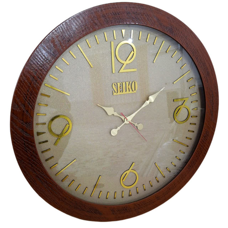 ساعت دیواری قهوهای 70 سانتیمتری چوبی با طراحی مینیمال و 2 سال ضمانت