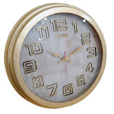ساعت دیواری طلایی 40 سانتیمتری فایبر با اعداد انگلیسی برجسته و 2 سال ضمانت