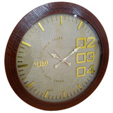 ساعت دیواری قهوهای 70 سانتیمتری چوبی با اعداد طلایی برجسته و 2 سال ضمانت