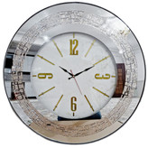 ساعت دیواری آینهای سفید 70 سانتیمتری با اعداد انگلیسی طلایی و 1000 روز ضمانت