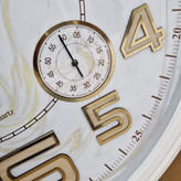 ساعت دیواری والرین سفید 70 سانتیمتری با اعداد برجسته انگلیسی طرح ابروباد از نمای نزدیک تر